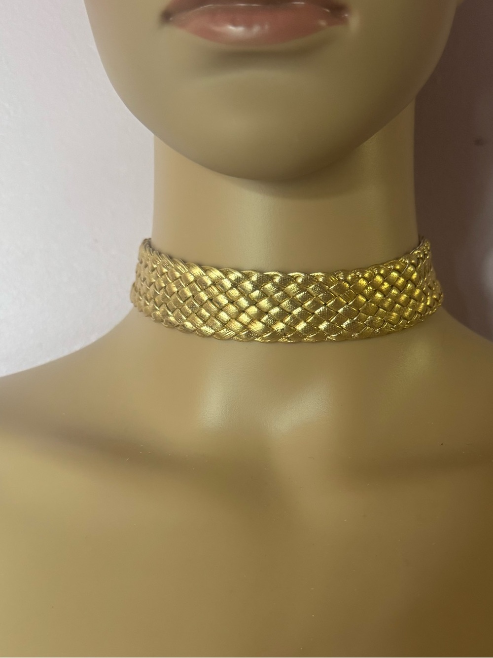 Custom Gold Woven Leather Choker Necklace